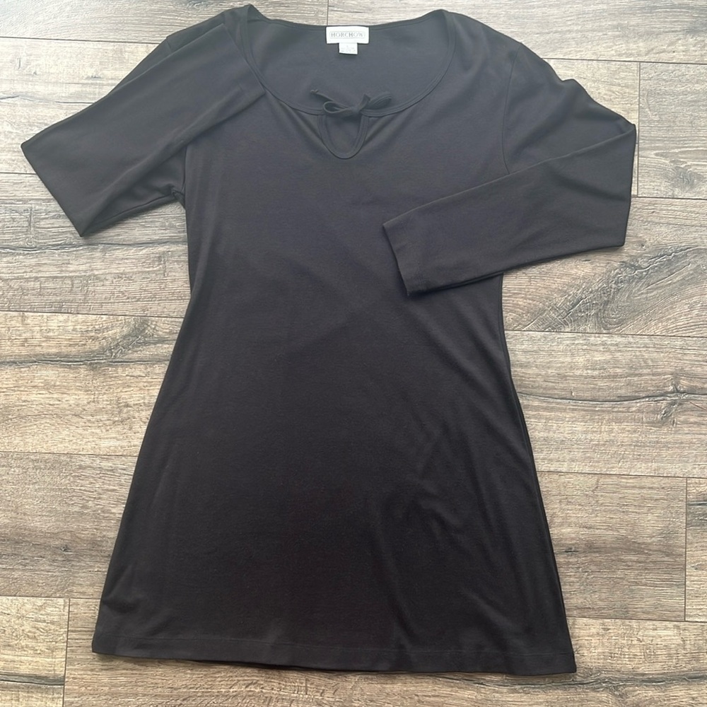 Horchow Long Sleeved Cotton Black Dress